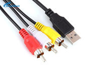 USB 2.0-3 RCA Male Plug Audio Extension Cord , AV Adapter Audio Lead Cable