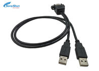 Dual Usb Extension Lead , Screw Panel Mount Holes USB Port Extender Cable