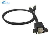 Dual Usb Extension Lead , Screw Panel Mount Holes USB Port Extender Cable
