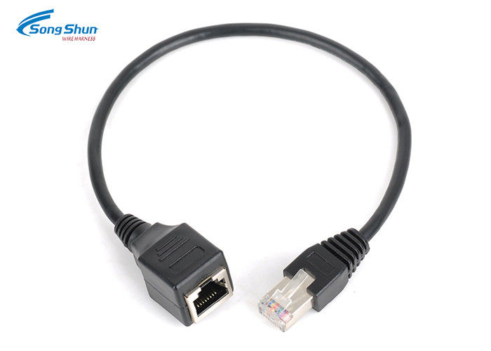 LAN Network Patch Cord Custom Black SFTP Cat 6 24AWG Bare Copper Conductor