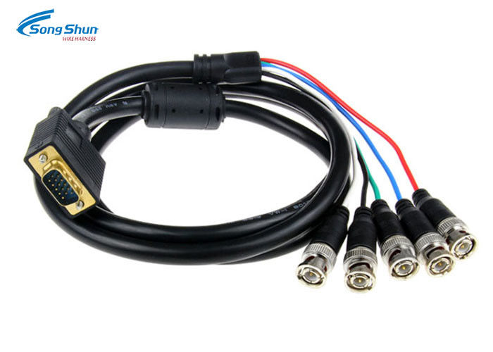 Video Surveillance VGA D SUB Cable 15pin VGA RGBHV 5xBNC Male Medical Equipment